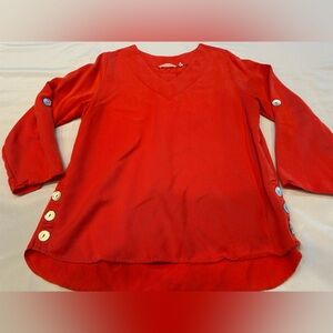 Soft Surroundings Orange Blouse with Accent Buttons Size Large